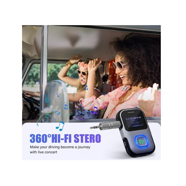 Bluetooth 5.0 Receiver med LCD-display Bluetooth Aux Adapter til bil med støjreducerende mikrofon Trådløst bilsæt Receiver fra