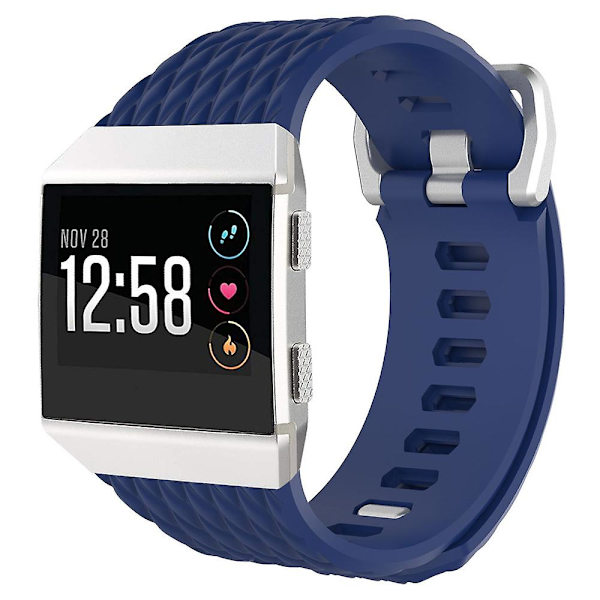 For Fitbit Ionic Dragon Scale Texture Silicone Watch Band with Buckle, Size:S(White) S Dark Blue