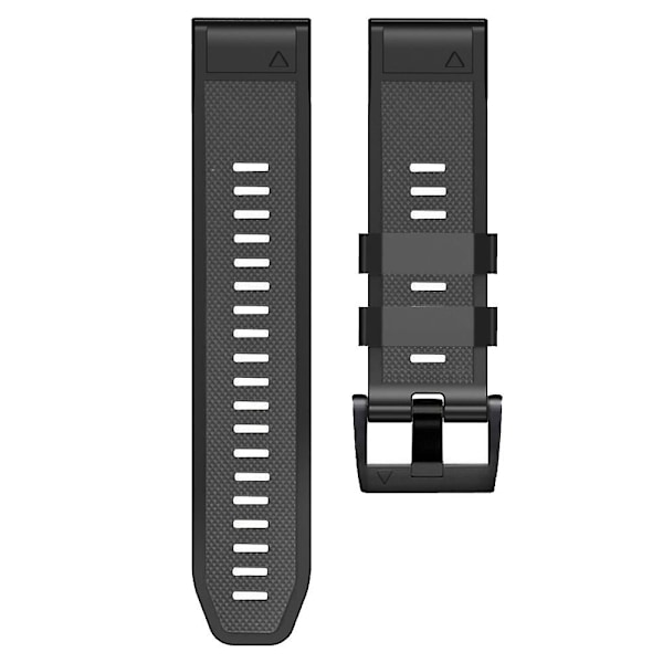 Diamanttekstur urrem til Garmin Tactix 7 Pro / Fenix 7X / 6X Pro / 5X Plus, 26mm tofarget silikonesportsrem Charcoal Grey Black