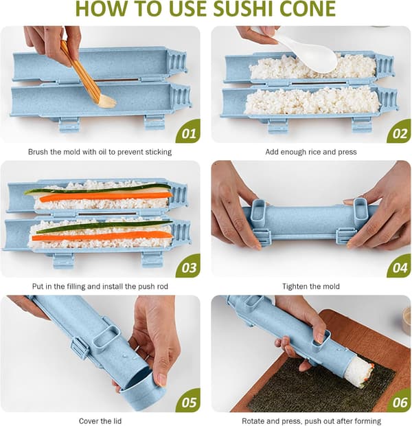 Sushi-maskin - Bazooka Maker Kit med rullematte (blå)