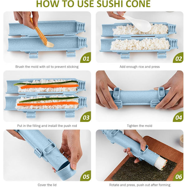 Sushimaskin - Bazooka Maker Kit med rullmatta (blå)