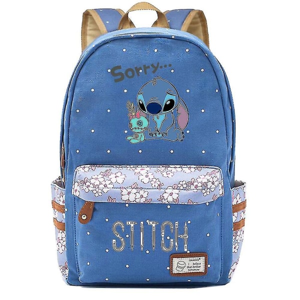 Ny Kawaii Stitch Gutt Jente Barn Skolebok Vesker Dame Bagpack Tenåringer Skolesekker Lerret Reise Laptop Ryggsekk Blue 1