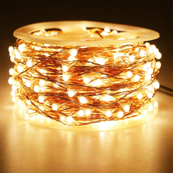 Erittäin pitkät 50 m 500 LED kuparilanka pistokkeella toimivat keijuvalot, lämmin valkoinen 52 m 500 LED