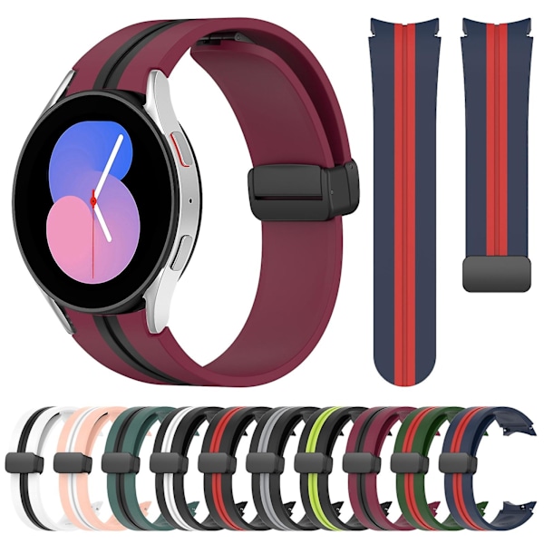 Silikonklokkebånd til Samsung Galaxy Watch 5 44mm Midnight Blue Red