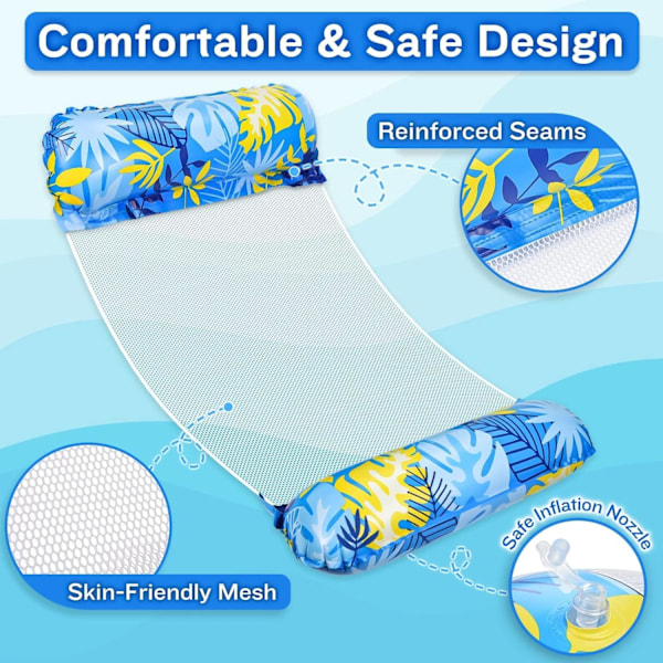 2 Stycken 4 I 1 Bärbar Hopfällbar Pool Lounger Flytmatta För Strandsemester