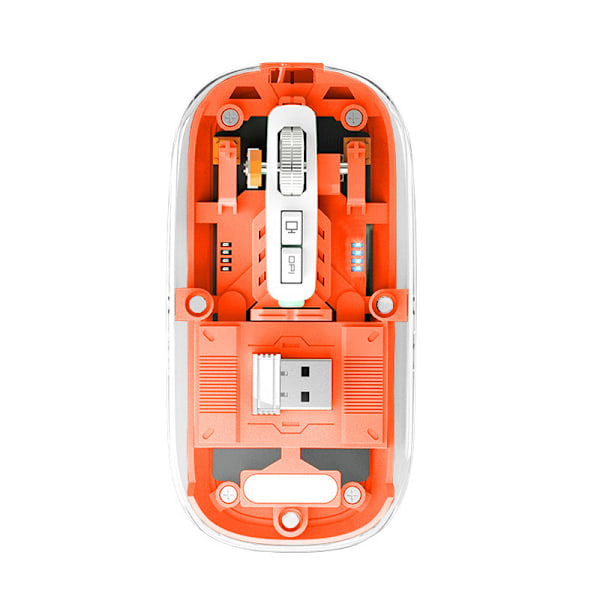 2.4G transparent Bluetooth gamingmus, tre anslutningslägen, justerbar DPI (Orange)