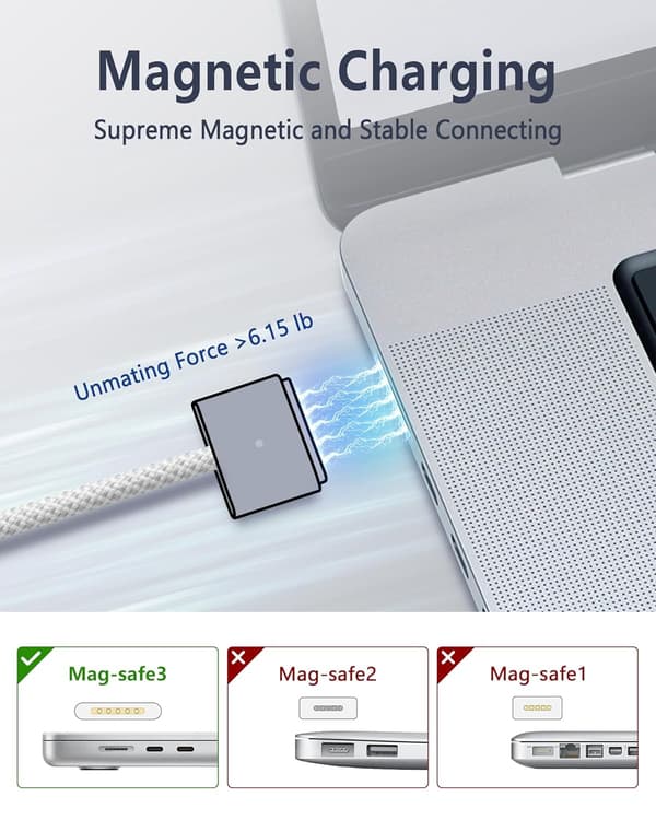 USB C-kabel 140W til T-formet MagSafe 3 MacBook Pro