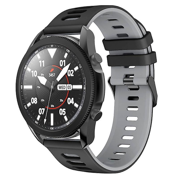 22mm dobbelt farvet silikone urrem til Samsung Galaxy Watch3 45mm / Garmin Venu 3 Black Grey