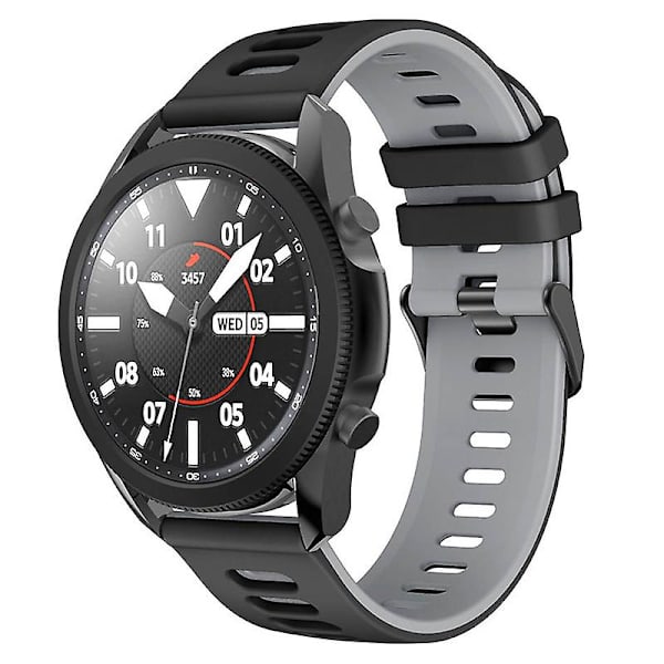 22mm kaksinkertainen väri silikoniranneke Samsung Galaxy Watch3 45mm / Garmin Venu 3 Black Grey