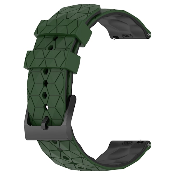 Klokkearmbånd for Huami Amazfit GTR 4 46mm, Fotballmønster Dual-color 22mm Silikonklokkebånd Army Green  Black