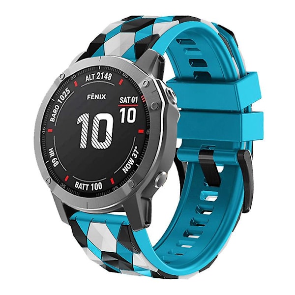 For Garmin Fenix 7/Descent G1/Epix Gen2 Silikone Urrem Fodboldmønster 22mm TPE Urrem Sky Blue