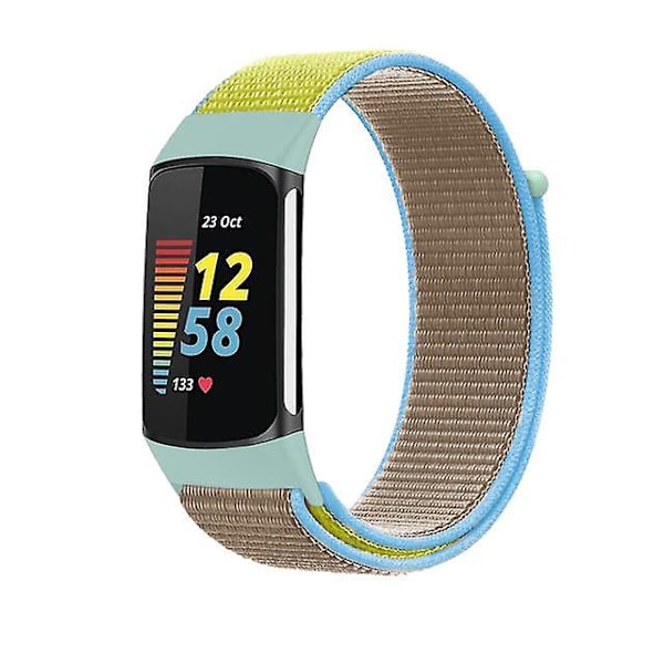 Hihna Fitbit Charge 5 -älykellolle Watch Urheilu Nylon Loop Rannekoru Ranneke Correa Pulsera Fitbit Charge 5 Band Camel