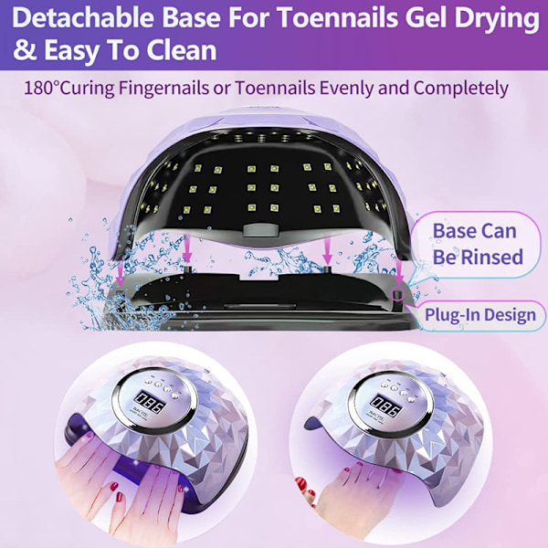 248W UV LED Nagellampa, med 60 LED-lampor, snabbare härdande lampa LED-nageltork med 4 timers lila