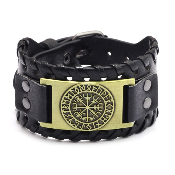 Nordic Viking Designer Aloy Charm Armbånd Mand Bred Læder Vævet Justerbar Armbånd Manchet Armbånd Mænd Punk smykker yellow