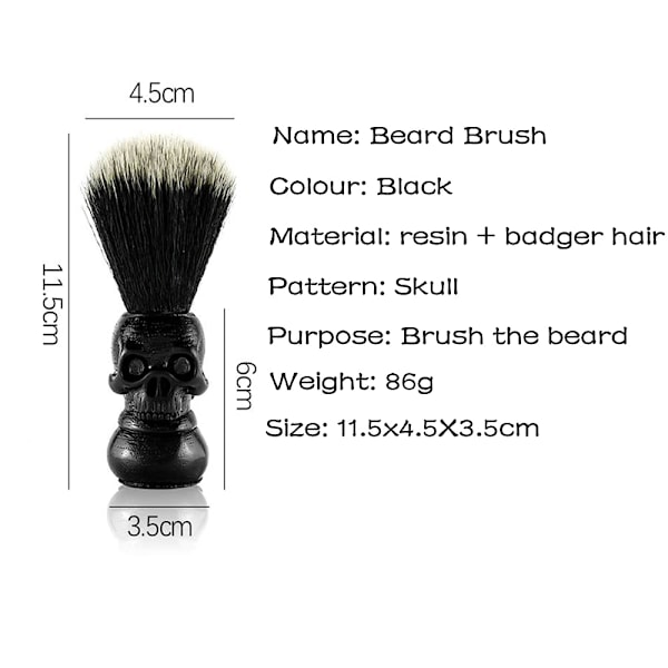 Kraniehoved Grævling Barberkost og Skål (Hjelm beige)