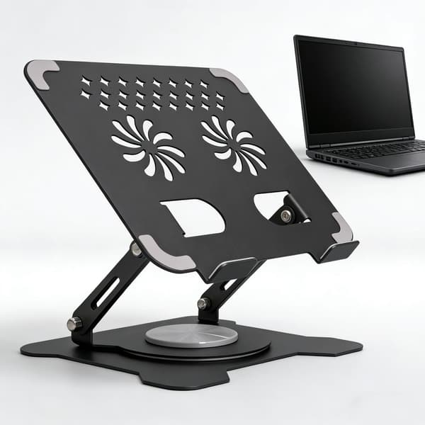 Stativ til bærbar computer, 360° rotation, aluminiumslegeringsmateriale (sort)