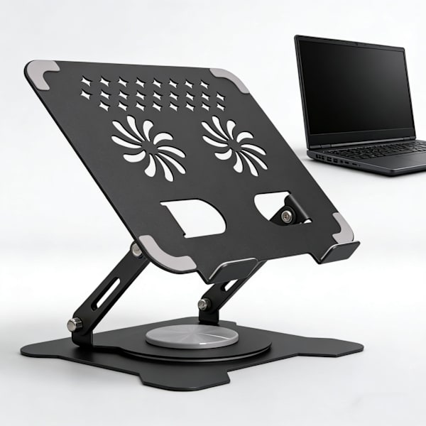 Understøttelse til bærbar computer, 360° rotation, aluminiumslegeringsmateriale (sort)