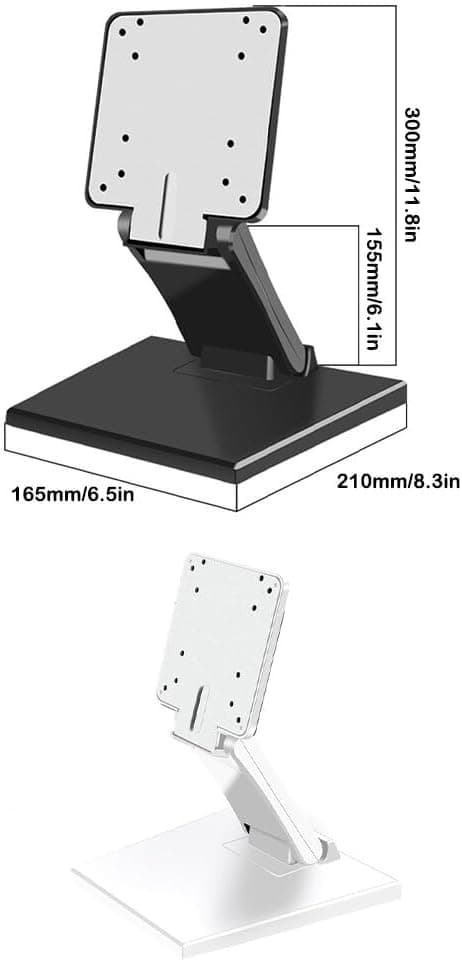 Understøttelse til skærm, montering 75x75mm & 100x100mm, passer til 10-27 tommer LCD Touch (hvid)