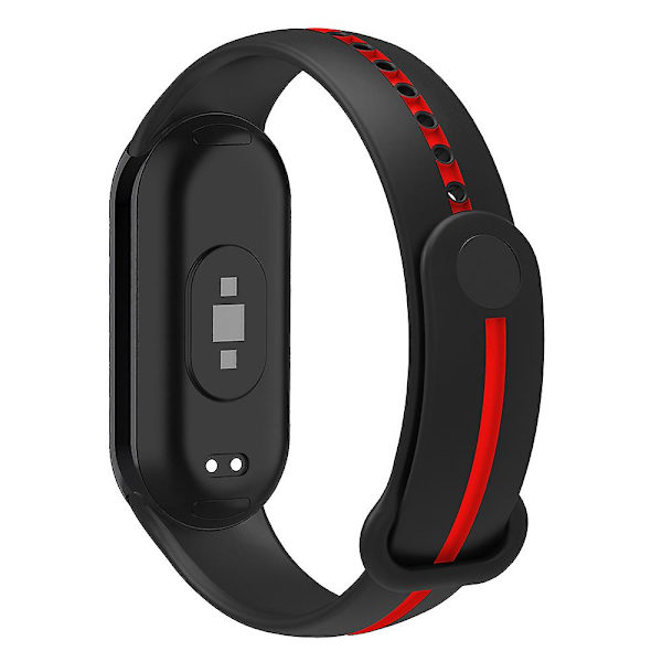 Myk silikonklokkebånd for Xiaomi Smart Band 8 tofarget justerbar håndleddsrem med spenne Black  Red