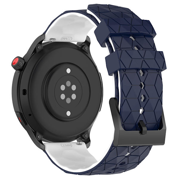 Huami Amazfit GTR 4 46mm:n jalkaranneke, jalkapallokuvioinen kaksiväri 22mm silikoniranneke Midnight Blue  White