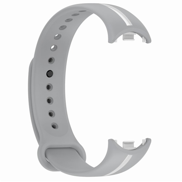 Myk silikon klokkestropp for Xiaomi Smart Band 8 tofarget justerbar håndleddsstropp med spenne Grey  White