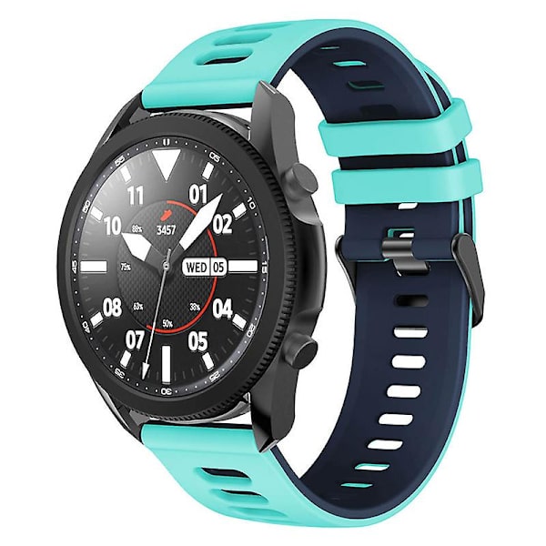 20mm kaksivärinen silikoniranneke Samsung Galaxy Watch6 Classic 47mm 43mm / Garminactive 5 -rannekkeelle Teal Green Blue