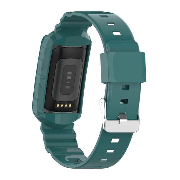 Silikon One Body Armor klockarmband för Fitbit Charge 5 Green Pine Needles
