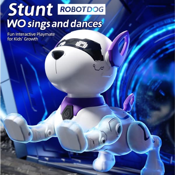 Fjernbetjent multifunktionel stuntrobot-hund (lilla)