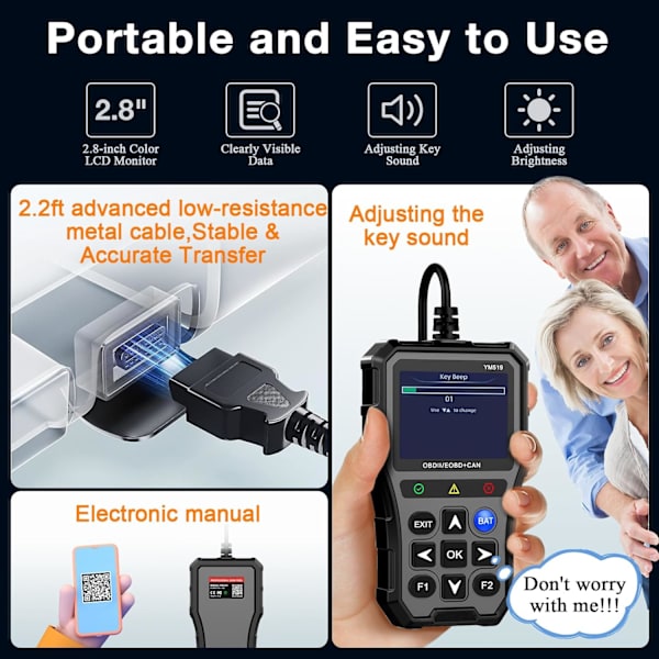 Ym519 Obd2 Bilfejlkodediagnosticeringslæser