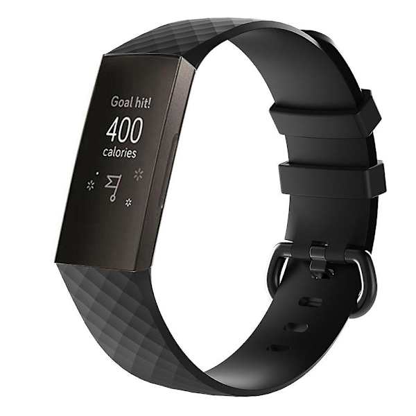 Diamantmønstret silikoneurrem til Fitbit Charge 4 lille størrelse 190*18mm (kaffe) Størrelse 190x18mm Black