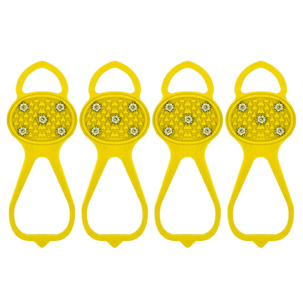Ulkokäyttöön 5-hampaiset liukuesteet, lumivuorikiipeily, liukuesteet kengänsuojat, 2 paria, koko (24-35 koko) Yellow