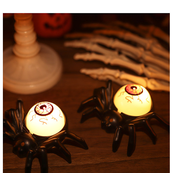 Halloween Spindel 8 st Luminous Dekorationsspindel Dekor Falska Ögon Röd