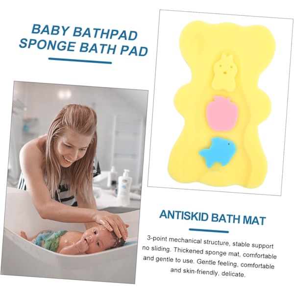 Komfortabel babybadesvampemåtte antibakteriel og skridsikker - 5,5 cm tyk, gul