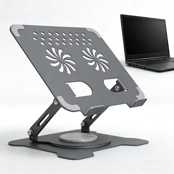 Støtte til bærbar computer, 360° rotation, aluminiumslegeringsmateriale (grå)
