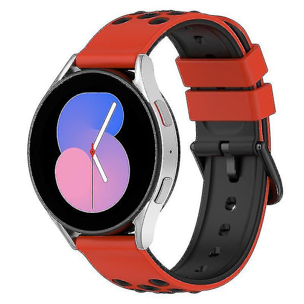 Til Samsung, Huawei, Huami, Polar Universal Watch Band 20mm Watch Strap med Multi Round Holes Red Black G Samsung Galaxy Watch4