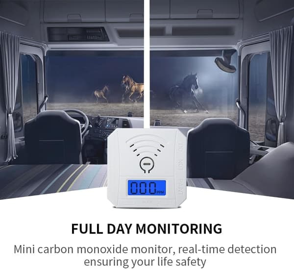 Kolmonoxiddetektor 1-pack, batteridriven, med digital LCD-display