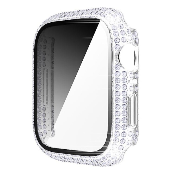 Cover till Apple Watch Case 45 mm 41 mm 40 mm 44 mm Tillbehör Diamantskärmskydd härdat glas Iwatch Series 7 3 4 8 5 6 Se 45mm series 7 8 Transparent