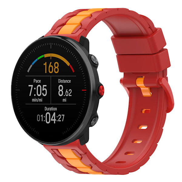 For Polar Ignite/Ignite 2/Unite 20mm Kædeformet Design Silikone Rem Dobbelt Farve Udskiftning Rem Red Yellow
