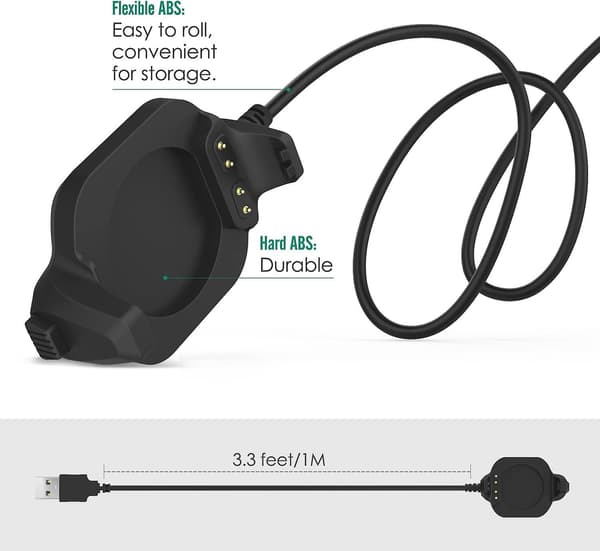 Laderdokk kompatibel med Garmin Forerunner 920xt, USB-datasynkronisering laderdokk med 1m