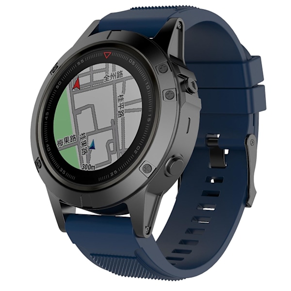 For Garmin Fenix 5X (26mm) Silikonarmbånd Dark Blue