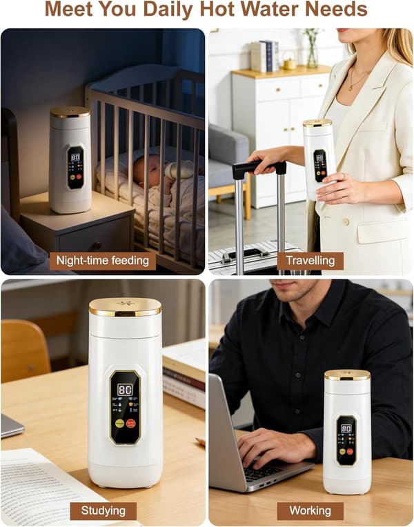 Elkedel, 450 ml og 6 temperaturindstillinger LED-display, 304 rustfrit stål