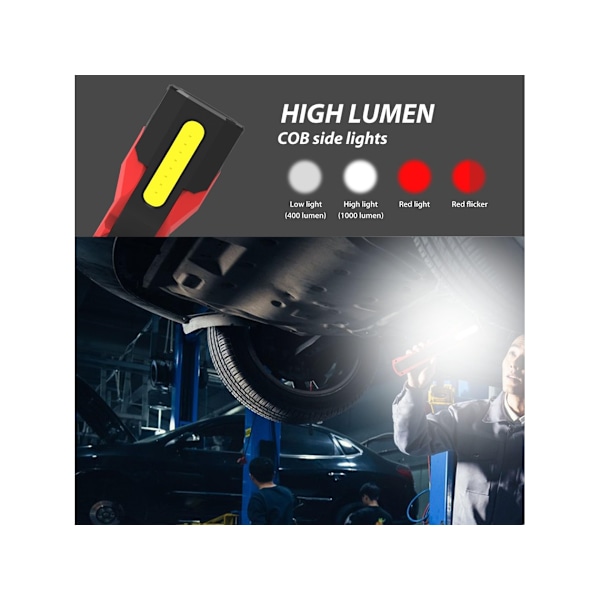 1000 Lumenin Ladattava LED-taskulamppu Työvalo 180 astetta Kääntyvä Taskulamppu Magneettisella Pohjalla Vedenpitävä LED