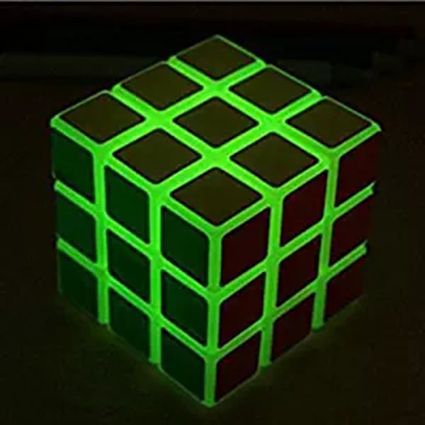 3x3 Fluorescerande Hastighetskub Glow In Dark Magic Speed Cube Hjärnteasers IQ-pussel Grön Fluorescerande