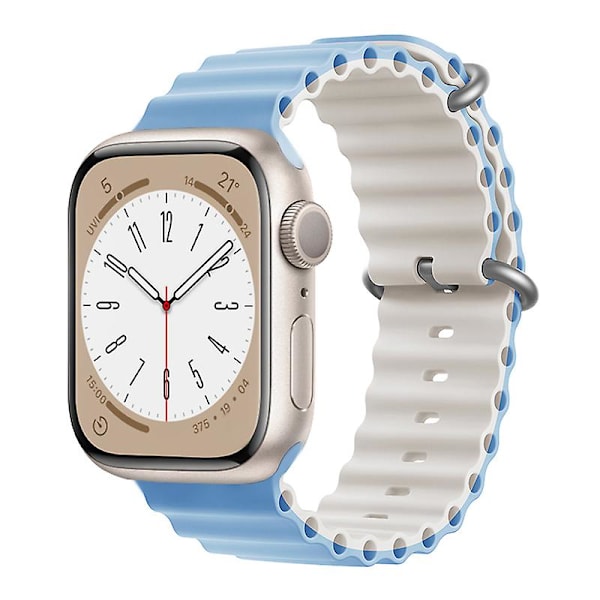 Ocean Armbånd Til Apple Watch Band 44mm 40mm 45mm 41mm 49mm 42mm 38mm Smartwatch Silikone Strap Iwatch Ultra Series 7 6 3 Se 8 42 44 45 49mm Mist Blue-Starlight