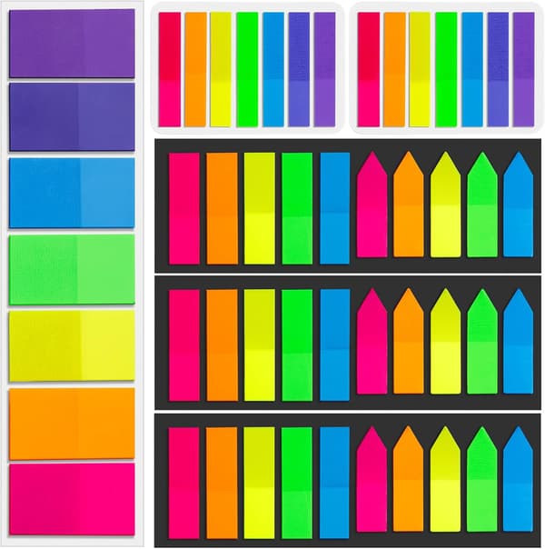 Notesblok - 1020 Stykker Sticky Notes, Gennemsigtige Plastik Indeksfaner