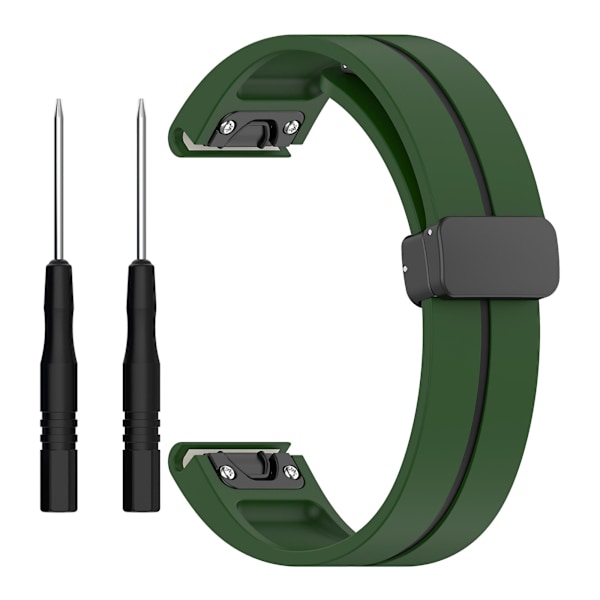 20mm Silikonklokkebånd for Garmin Fenix 7s/6s/5s, Magnetisk Rem Svart Spenne Dual Farge Army Green Black