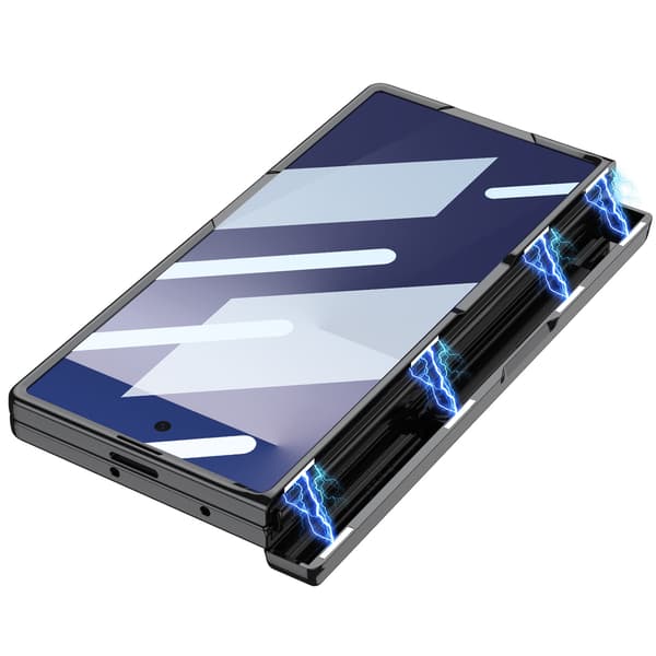 Etui til Samsung Galaxy Z Fold7 5G, krystalklar magnetisk hængselbeskyttelse (sort)