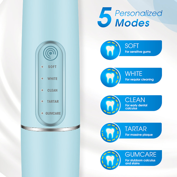 Smart Sonic Scaler 5 Mode Touch Control Elektrisk Calculus Remover-A1 hvit tannbørstehode