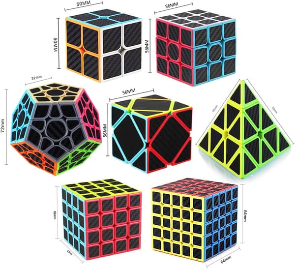 Kulfiber Sticker Rubik's Cube Serie, Velegnet, Speciel Form 4-delt Sæt