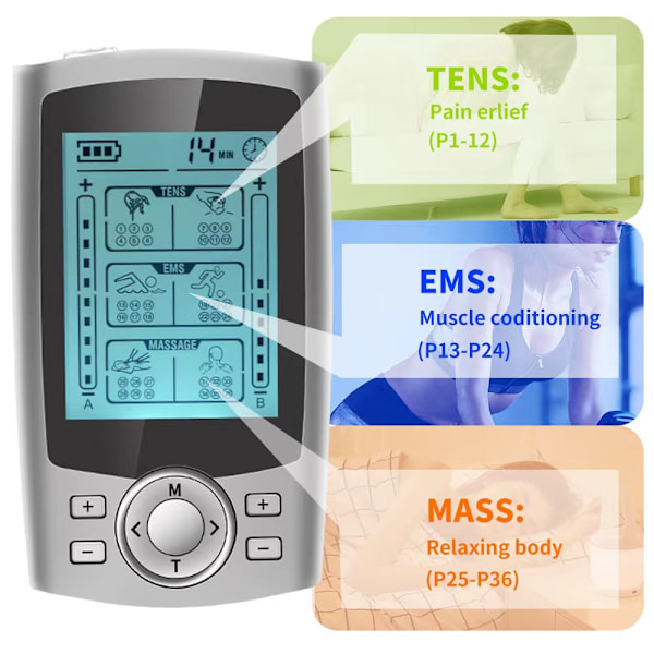 36-läges EMS-puls Meridianterapienhet Svart USB